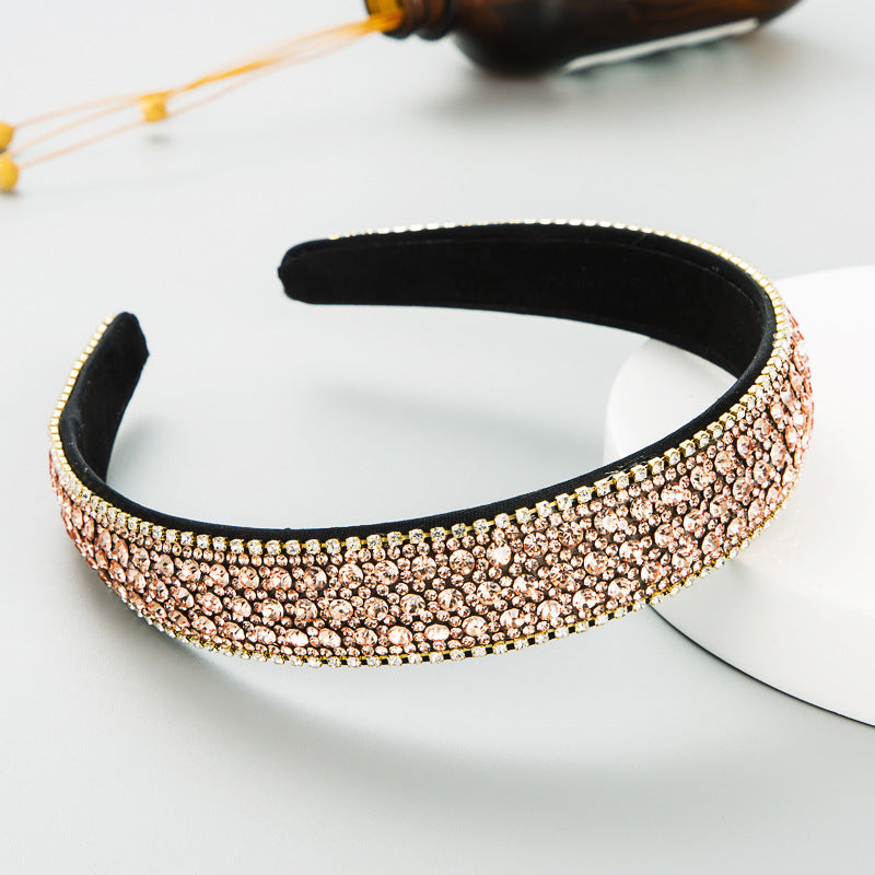 Wholesale Trendy Colorful Full Diamond Anti Slip Simple Headband